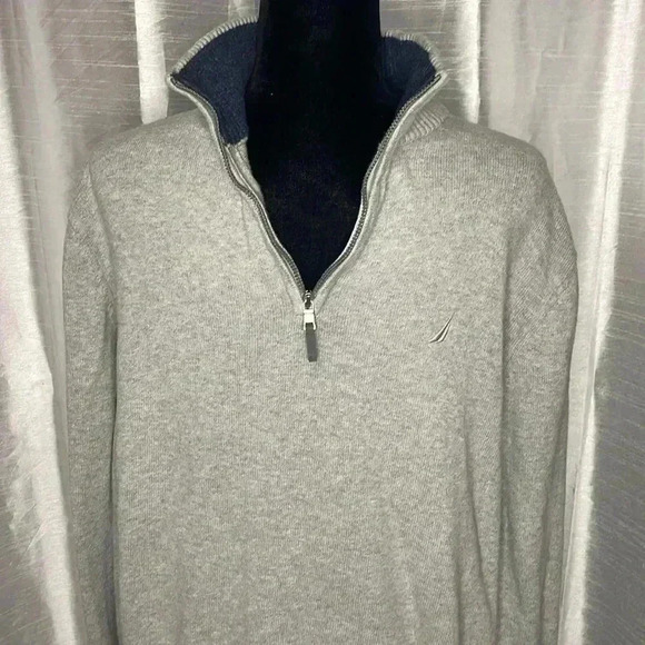 Nautica Men’s XL Gray 1/4 Zip Casual Pullover Sweater - Picture 1 of 8